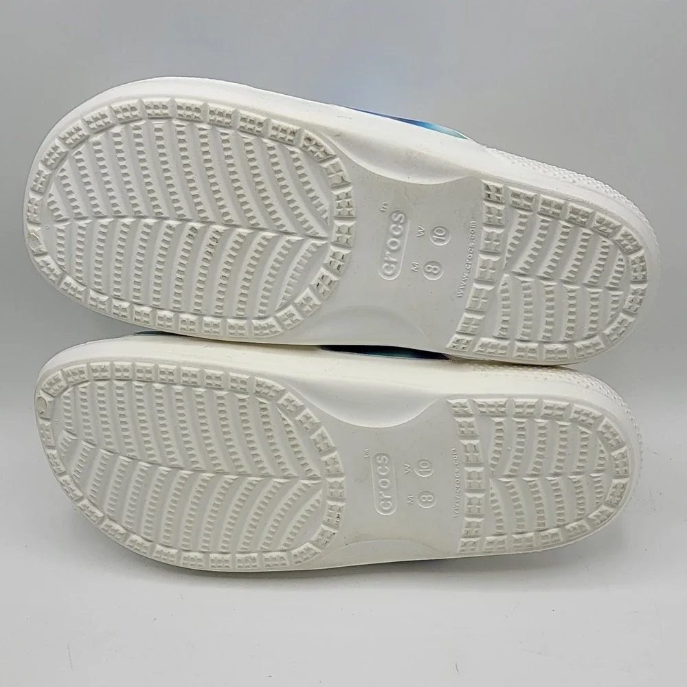 Crocs Classic Sandal White Multi Solarized Spray Double Strap Womens 10